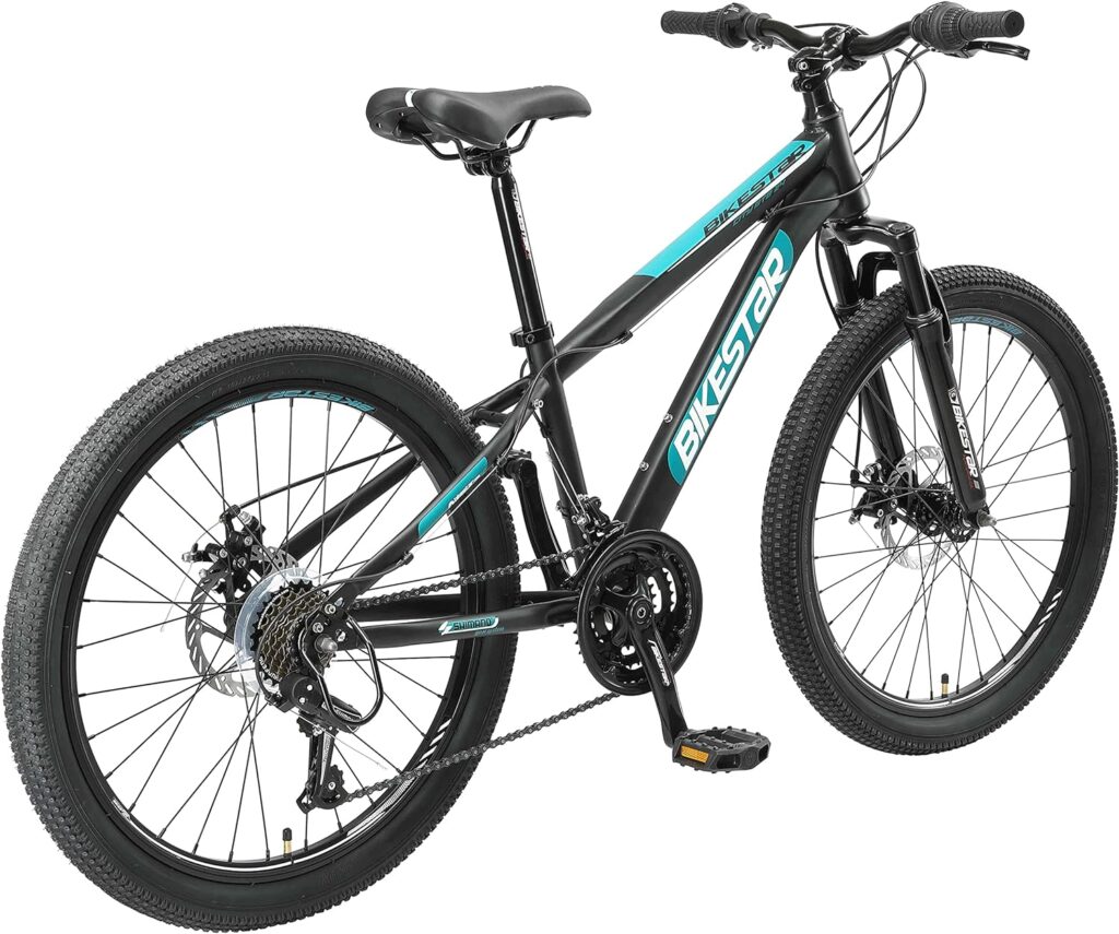 BIKESTAR Childrens Mountain Bike 21 Speed Shimano Disc Brake from 8 Years | 24 Inch Childrens Bike MTB | Risk Free Test