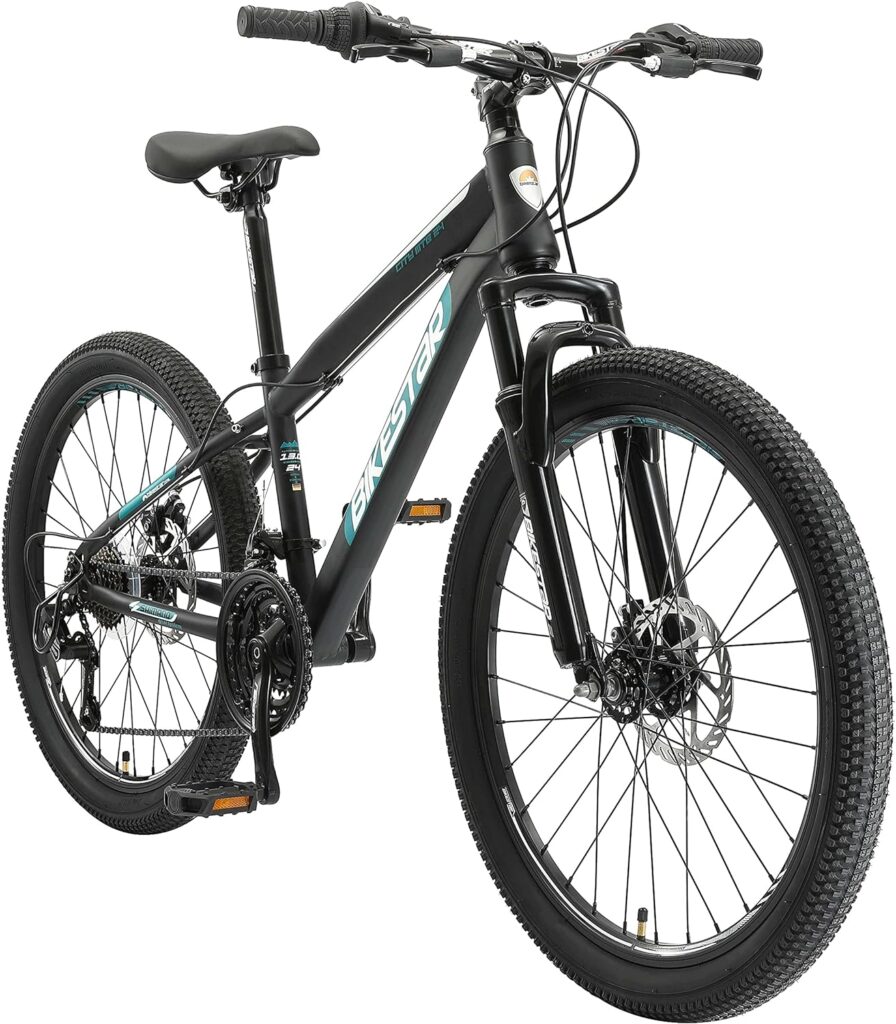 BIKESTAR Childrens Mountain Bike 21 Speed Shimano Disc Brake from 8 Years | 24 Inch Childrens Bike MTB | Risk Free Test