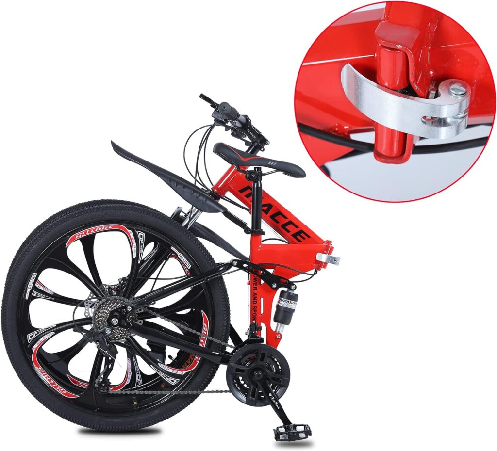 SHANRENSAN Folding bike, 24 inch 26 inch mountain bike, suitable for boys and girls, mechanical disc brake, suitable for mountain use