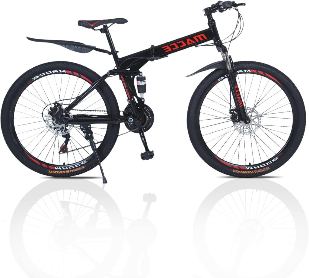 SHANRENSAN Folding bike, 24 inch 26 inch mountain bike, suitable for boys and girls, mechanical disc brake, suitable for mountain use