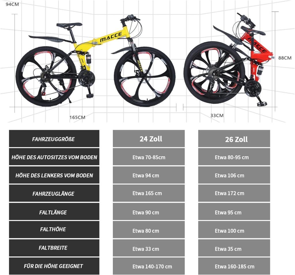 SHANRENSAN Folding bike, 24 inch 26 inch mountain bike, suitable for boys and girls, mechanical disc brake, suitable for mountain use