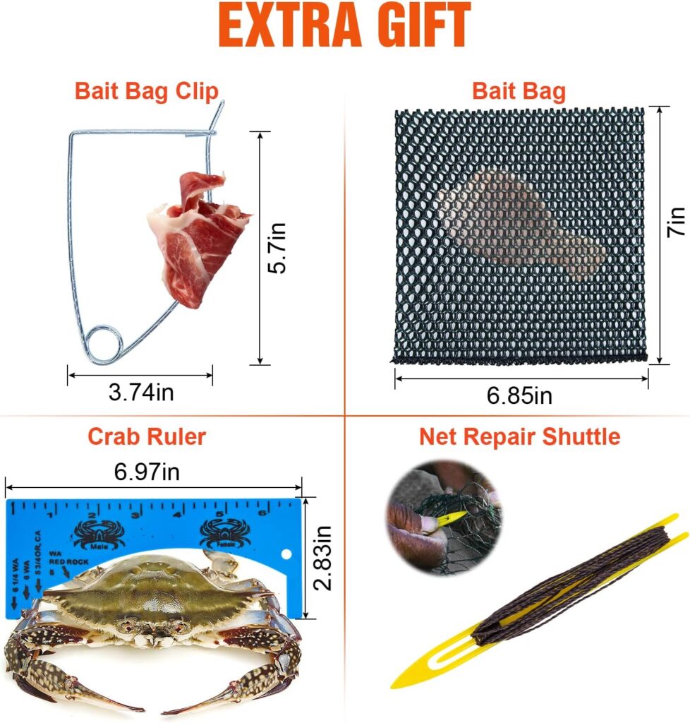 Anglerbasics Portable Crab Trap Foldable Crab Net Fish Trap for Minnow Crawfish Shrimp Lobster Bait Snare Trap