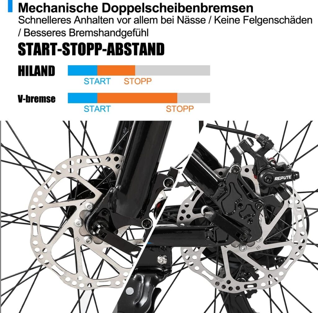 Hiland 27.5 Inch Aluminium Mountain Bike Suspension Fork Shimano 24 Speed Gears with Disc Brake MTB Bicycle Youth Army Women