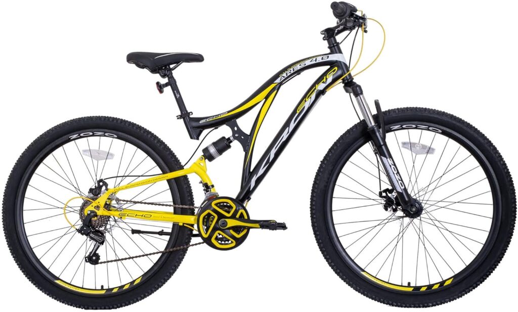 KRON ARES 4.0 Full MTB 27.5 Inch Youth Adult Mountain Bike 21 Speed Shimano, Disc Brake, 16.5 Inch Frame, Full Suspension