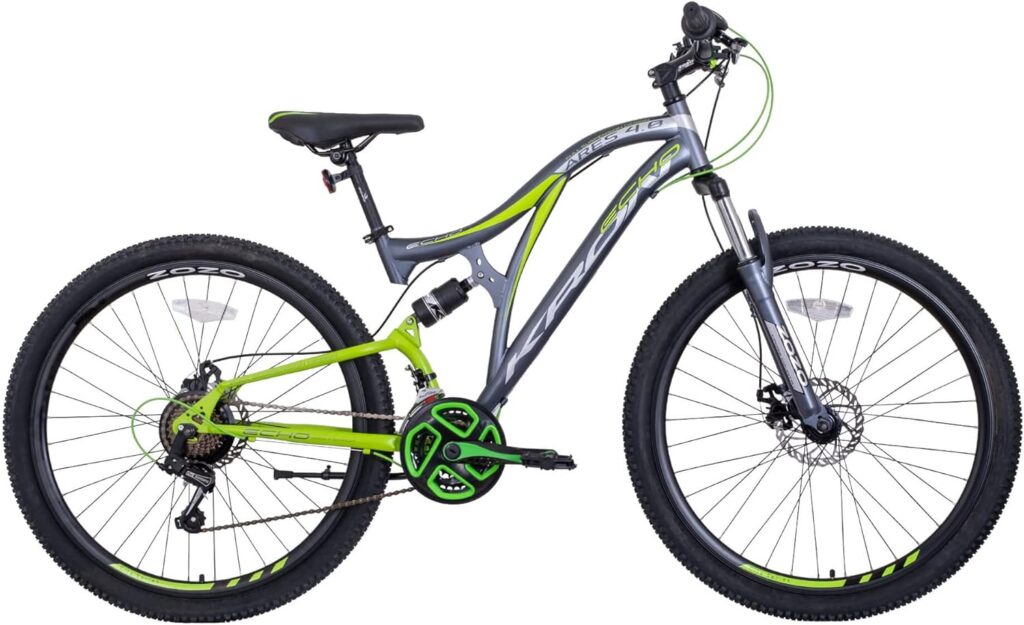 KRON ARES 4.0 Full MTB 27.5 Inch Youth Adult Mountain Bike 21 Speed Shimano, Disc Brake, 16.5 Inch Frame, Full Suspension