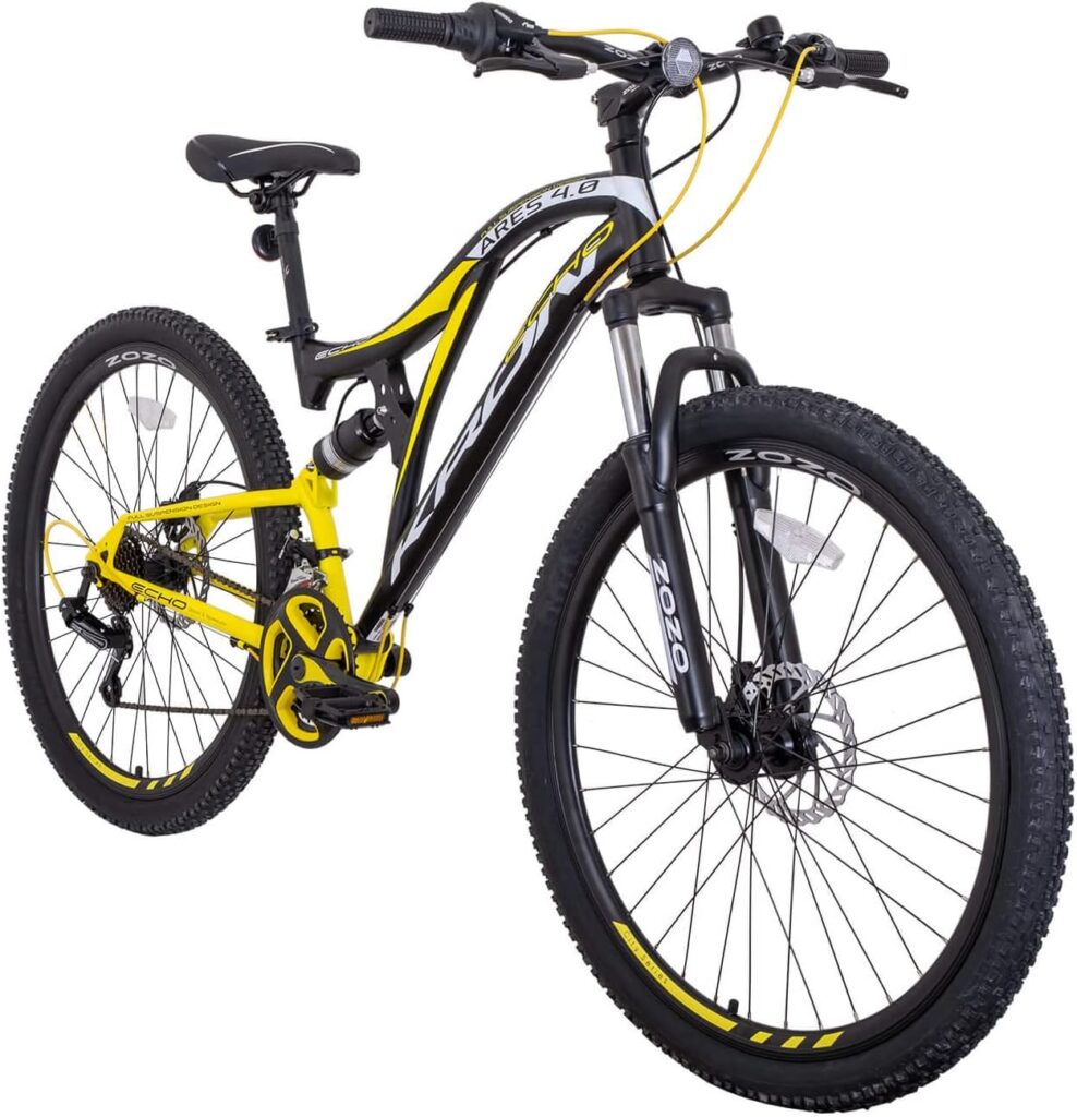 KRON ARES 4.0 Full MTB 27.5 Inch Youth Adult Mountain Bike 21 Speed Shimano, Disc Brake, 16.5 Inch Frame, Full Suspension