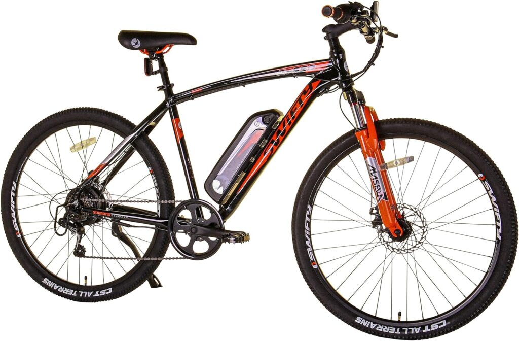 Swifty All Terrain Electric Bike Mountain Ebike - Perfektes Pendlerrad mit 7-Gang Shimano Schaltung und Scheibenbremsen