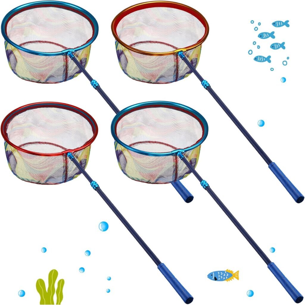4 Stück Kinder Fischernetz Teleskopkescher Kinder Strandnetz für Jungen und Mädchen Angeln Frosch Elritze Cricket Schmetterling Zubehör