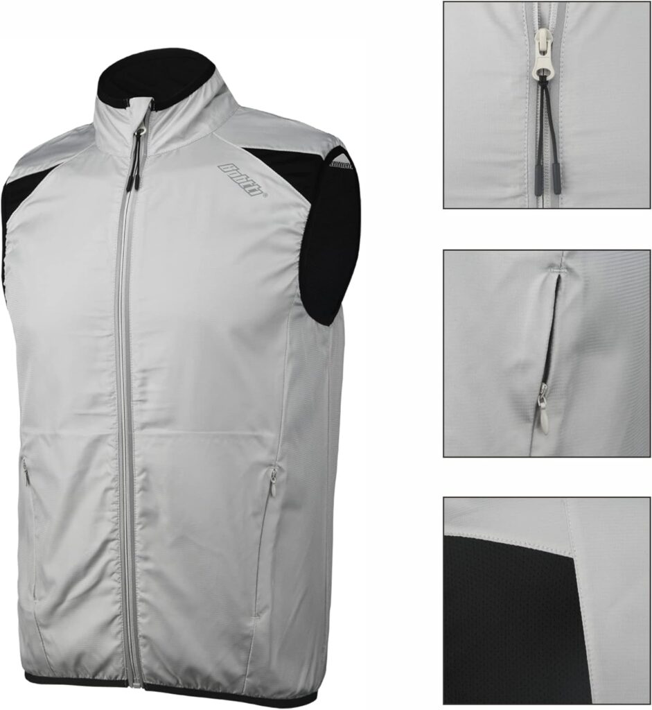 Bpbtti Mens Sleeveless Cycling Vest with Two Side Pockets (2.0) - Windproof, Breathable and Reflective