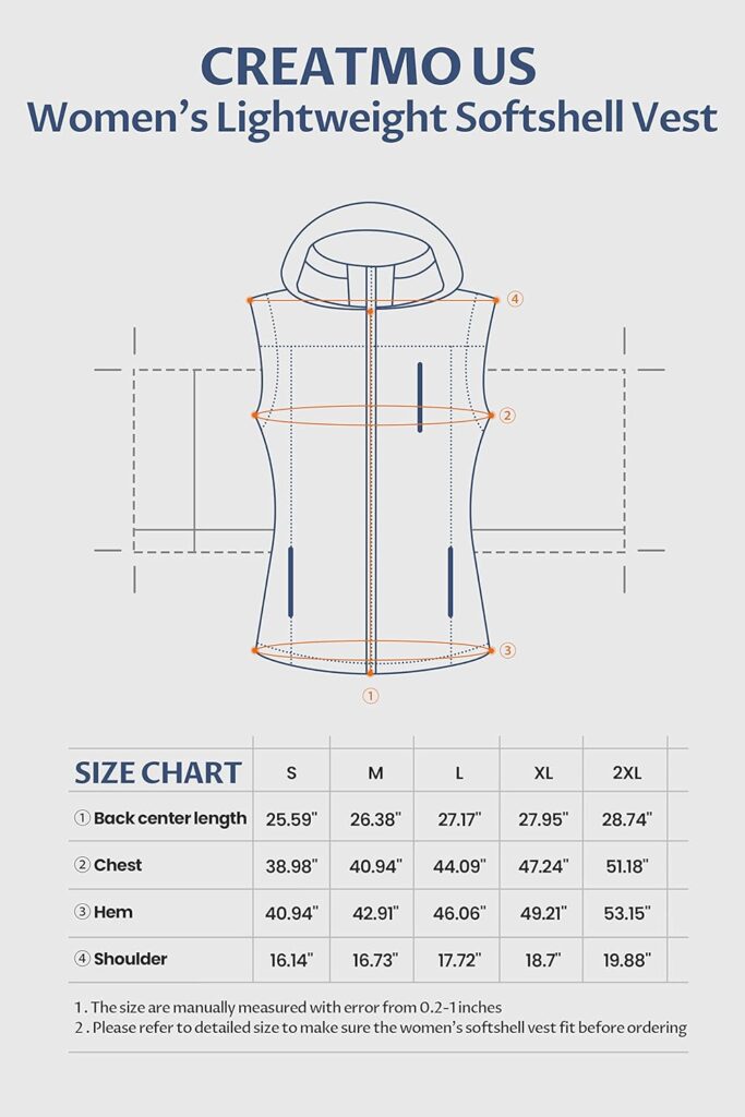 CREATMO US Womens Lightweight Softshell Vest Outerwear Windbreaker Sleeveless with Removable Hood