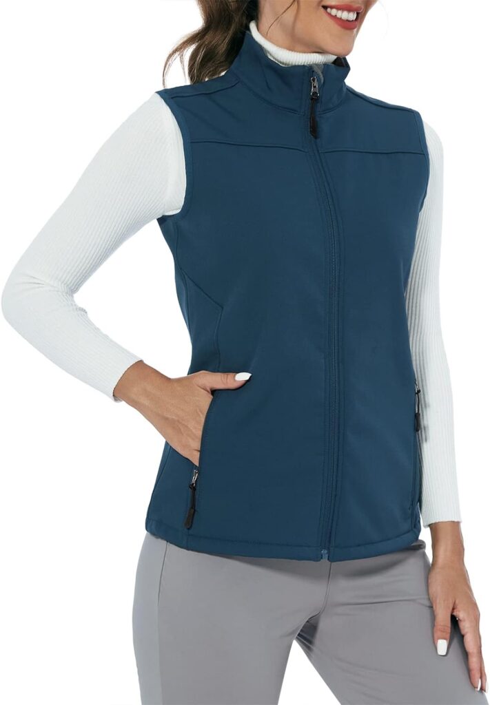 M MOTEEPI Fleece gefütterte Westen für Damen, leichte Weste, Jacke, winddicht, für Golf, Laufen, Wandern