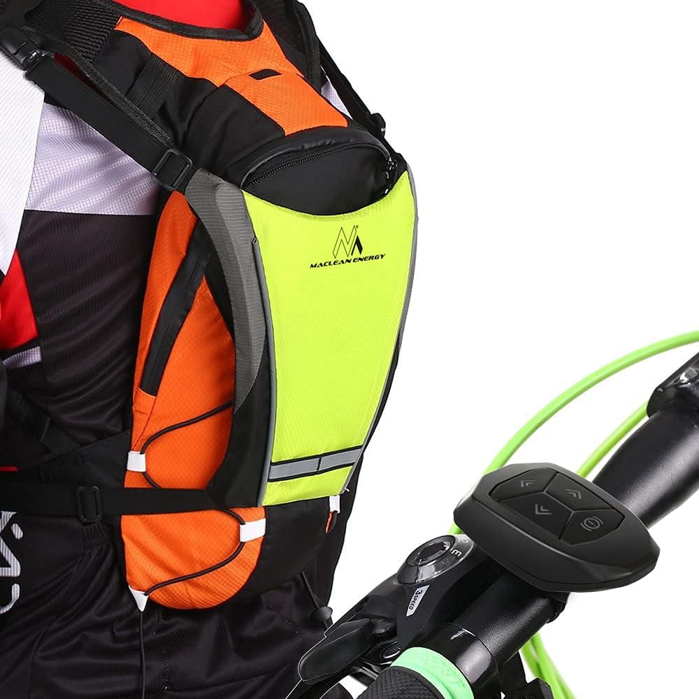 Maclean MCE420 Sicherheitswarnweste mit LED Blinker Rucksack mit Einstellbaren Richtungsanzeigern Fernbedienung Laufen Radfahren USB Wiederaufladbar Fahrradweste Universale Größe