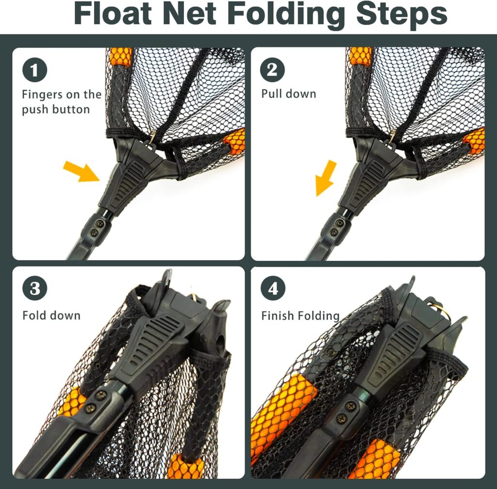 MoiShow Floating Fishing Net - Fishing Landing Net Foldable Fishing Net for Freshwater or Saltwater - Foldable Fishing Net and Fly Fishing Net