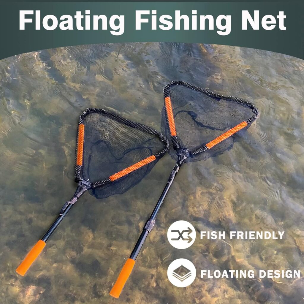 MoiShow Floating Fishing Net - Fishing Landing Net Foldable Fishing Net for Freshwater or Saltwater - Foldable Fishing Net and Fly Fishing Net