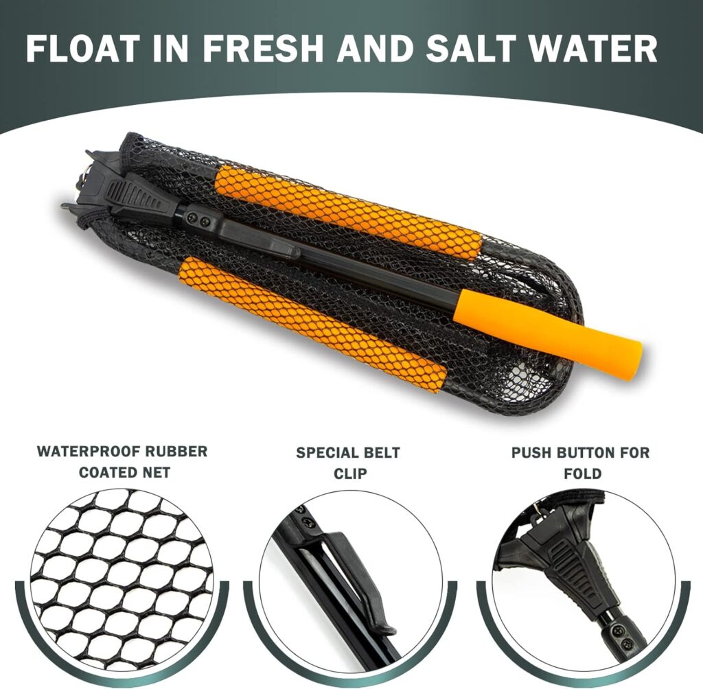 MoiShow Floating Fishing Net - Fishing Landing Net Foldable Fishing Net for Freshwater or Saltwater - Foldable Fishing Net and Fly Fishing Net