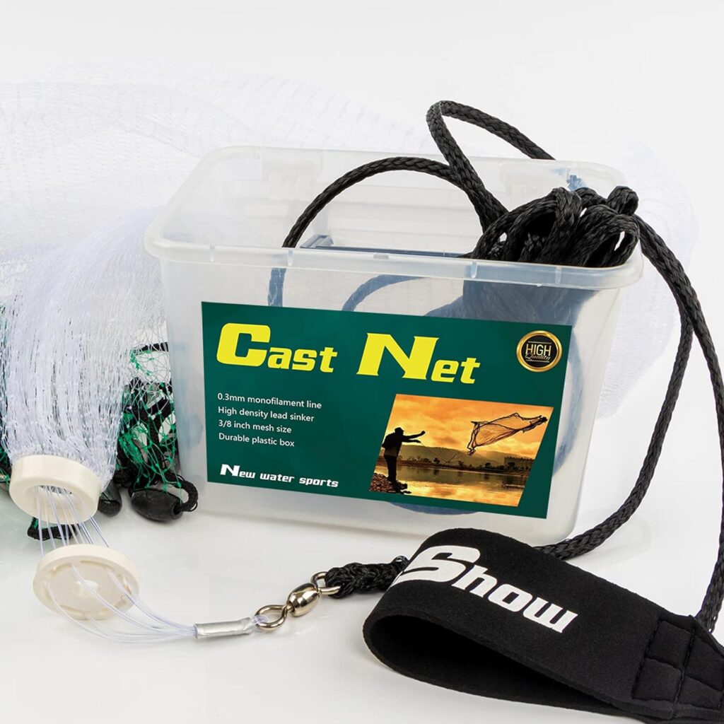 Moishow Saltwater American Fishing Cast Nets - Premium Bait Trap Cast Net 1.2 m / 1.8 m / 2.1 m Radius Size with Heavy Duty Casting Net : Amazon.de: Sports  Outdoors