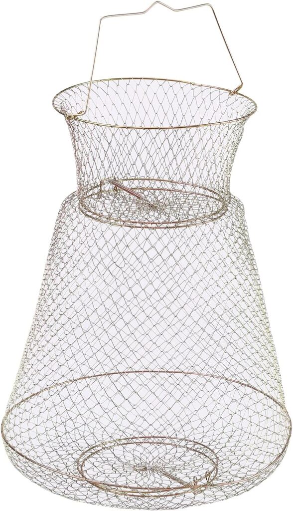 Tcrogsciss Stainless Fish Basket Folding Floating Galvanised Steel Wire Fishing Net Cage for Dock