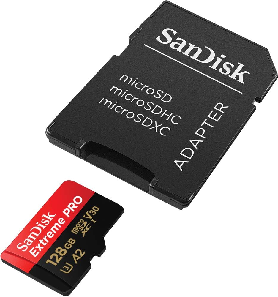 SanDisk Extreme PRO microSDXC UHS-I Memory Card 256 GB + Adapter  RescuePRO Deluxe (for Smartphones, Action Cameras or Drones, A2, Class 10, V30, U3, 200 MB/s Transfer)