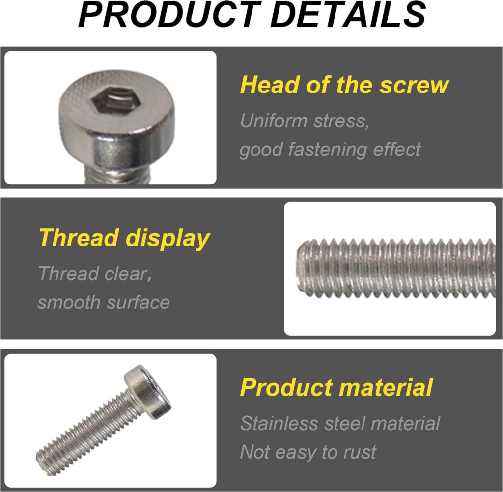 10pcs M5x18mm Hex Socket Screws Screws Washers Nuts Kit for GoPro Insta360 Action Camera Screw Hole