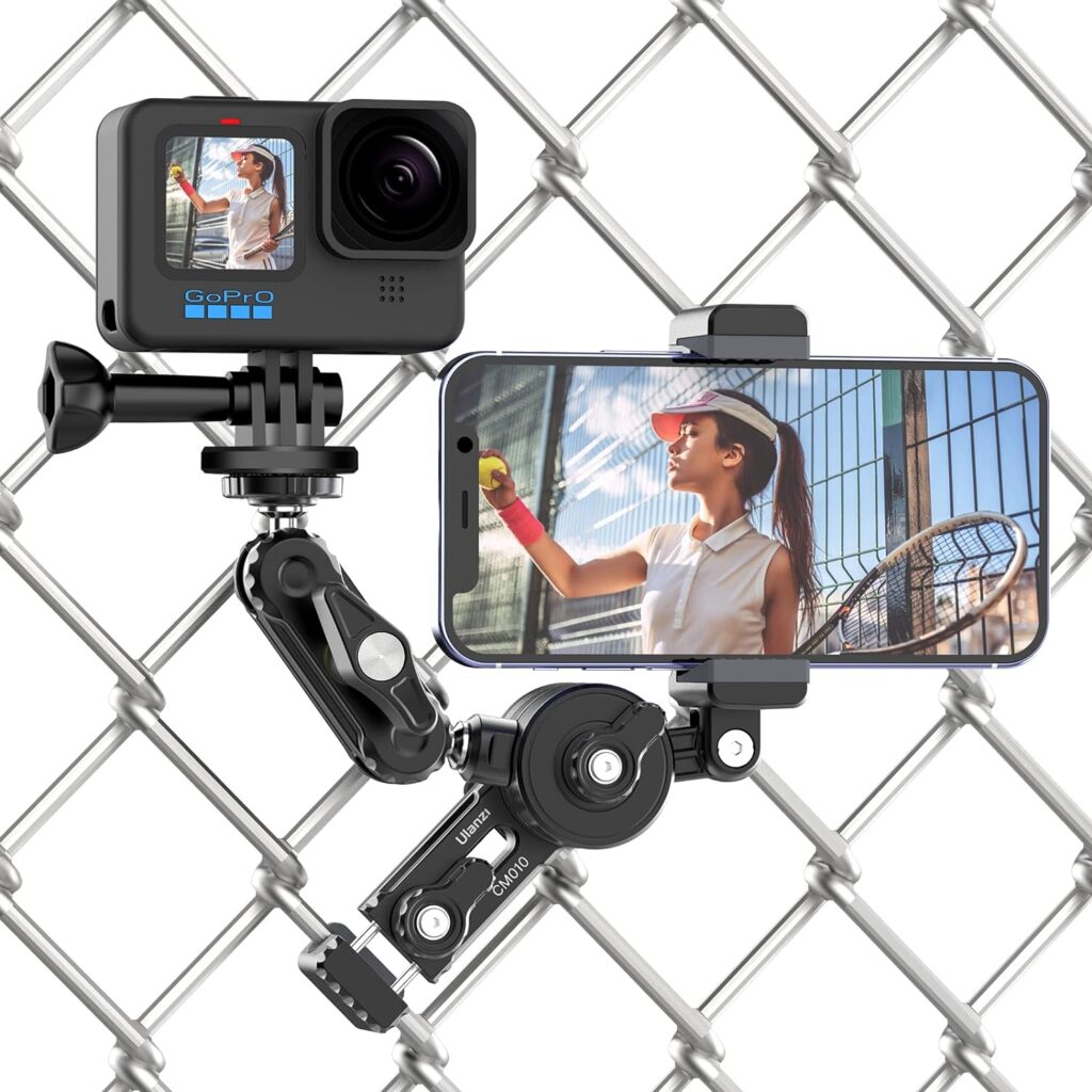 Baseball Fence Mount for GoPro - ULANZI CM010 Action Camera Fence Clamp Phone Mount Video Recording Accessories for GoPro Hero 11 10 9 8 7 6 5 Black/DJI Action/insta360 iPhone Smartphone