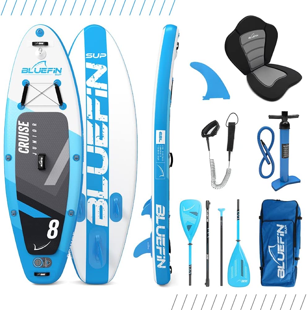 Bluefin Package for Cruise SUP | Inflatable Stand Up Paddle Board | Fiberglass Paddle | Kayak Conversion Kit | All Accessories | Multiple Size: 108, 12, 15