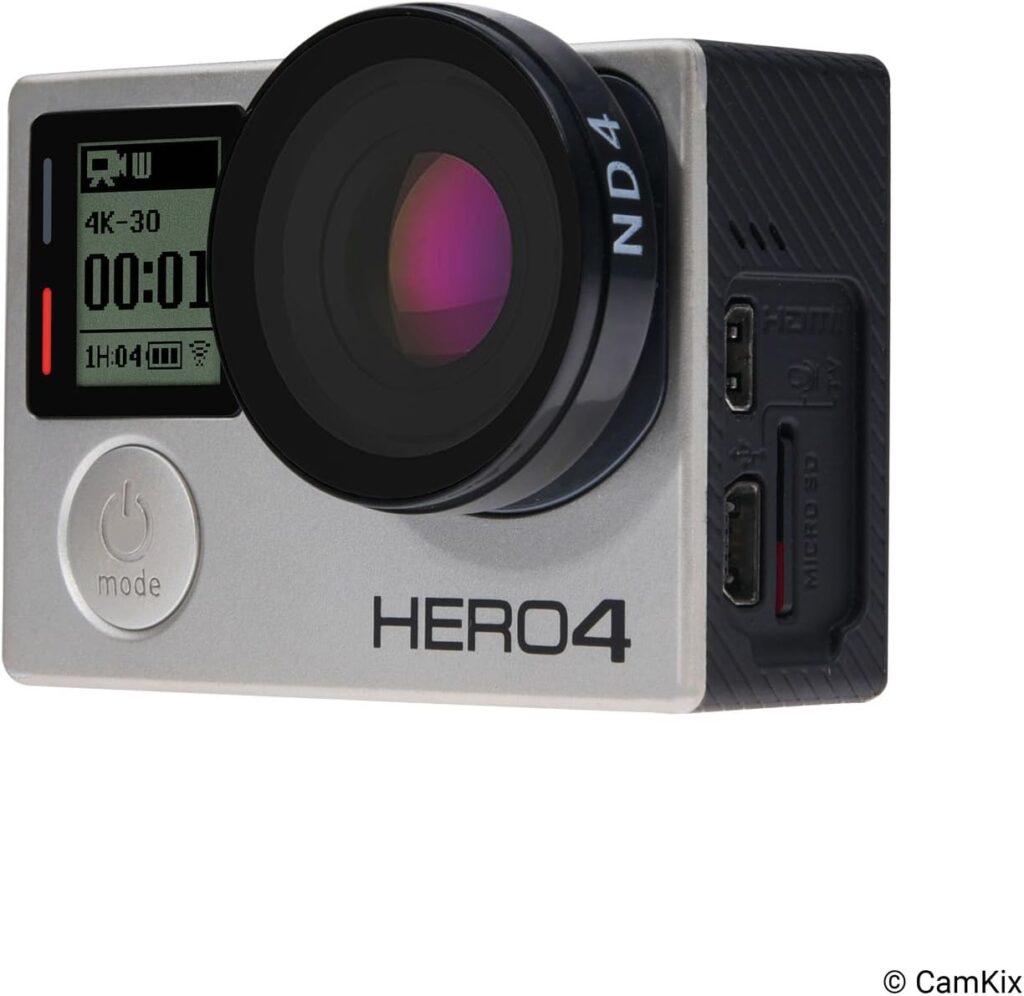 CamKix Kinematisches Filterset kompatibel mit GoPro Hero 4 und 3+, 4 Neutraldichtefilter (ND2/ND4/ND8/ND16), UV-Filter und Reinigungstuch, perfekt für Luftbilder