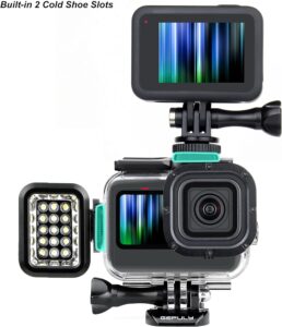 Gepuly waterproof case for gopro hero 9 10 11 12 black 60m underwater protective housing with 2 cold shoe adapters and m 5