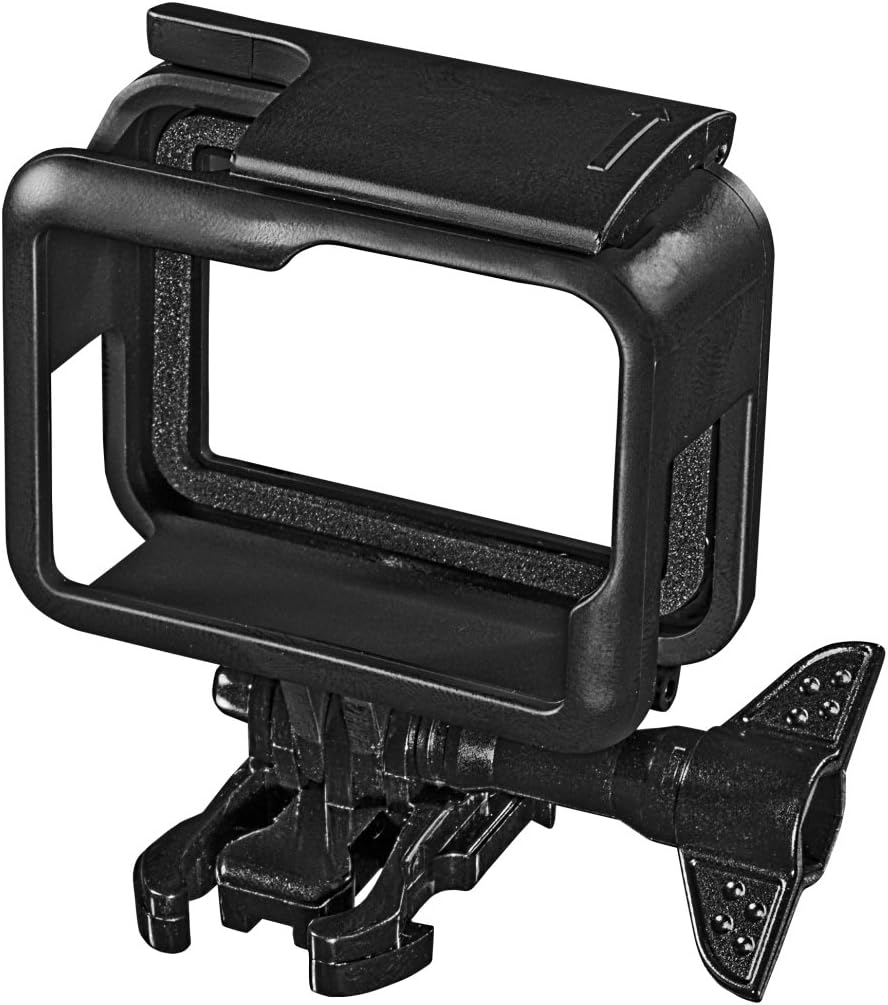 Mantona 21451 Comfort Frame für GoPro Hero, Befestigungsrahmen, Actioncam, Inkl. Schnellspann Halter, Linsenschutz Kappe und Schutzscheibe, Black, Silver, White