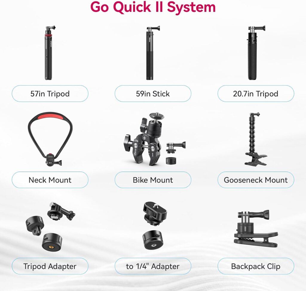 Mini Tripod Selfie Stick for GoPro - Ulanzi MT-34 Go Quick II 20.7 Inch Action Camera Tripod with Hand Strap, 5 Stage Portable Vlog Accessories for GoPro Hero 12 11 10 9 8 7 6/Max/DJI OSMO Action