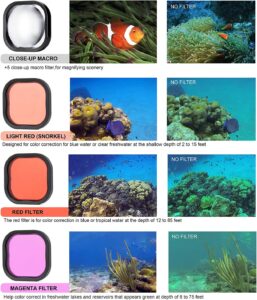 Soonsun gopro hero 8 black waterproof case with 4 diving filters 60m underwater diving housing built in dual folding sho 1