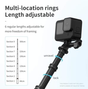 Telesin 2692 cm long selfie stick improved 27 metres for gopro max hero 11 10 9 8 7 6 5 insta 360 one r one x2 go 2 carb 2