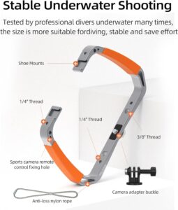 Telesin improved diving rig handheld video diving light stabilizer tray for gopro max hero 11 10 9 8 7 6 5 insta360 dji 1 2