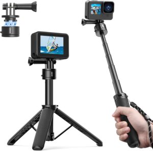 Ulanzi mt 34 extendable selfie stick tripod for gopro go quick ii 207 inch action camera tripod with hand strap 4 stage 1 3