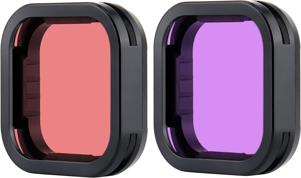 YALLSAME Diving Filter for GoPro Hero 11 10 9 Black with Color Red Filter and Magenta Filter Diving Snorkelling Underwater Recording Accessories for Go Pro 9 10 11