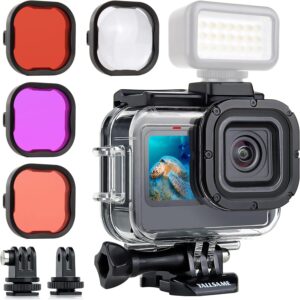 Yallsame waterproof case for gopro hero 11 hero 10 hero 9 black with 4 filters expansion adapters 60 ft underwater prote 2