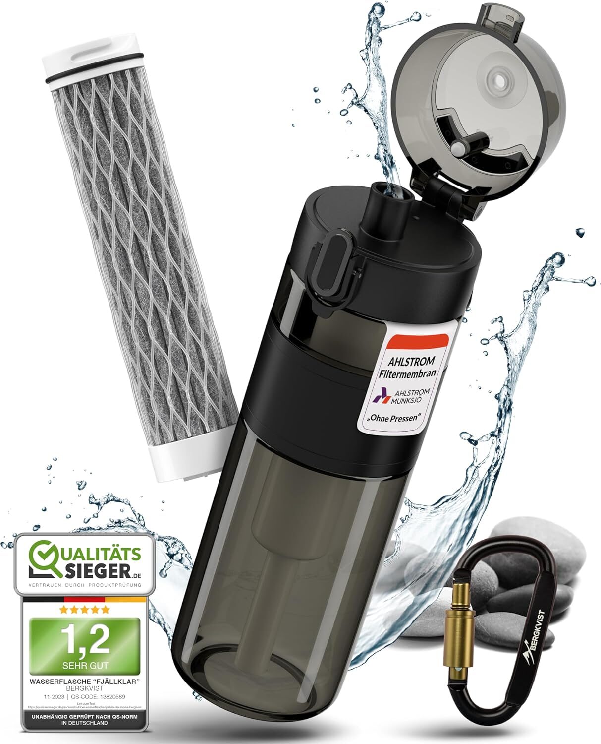 Oplev Ren Natur: Bergkvist® Vattenfilter Flaske til Camping og Vandring