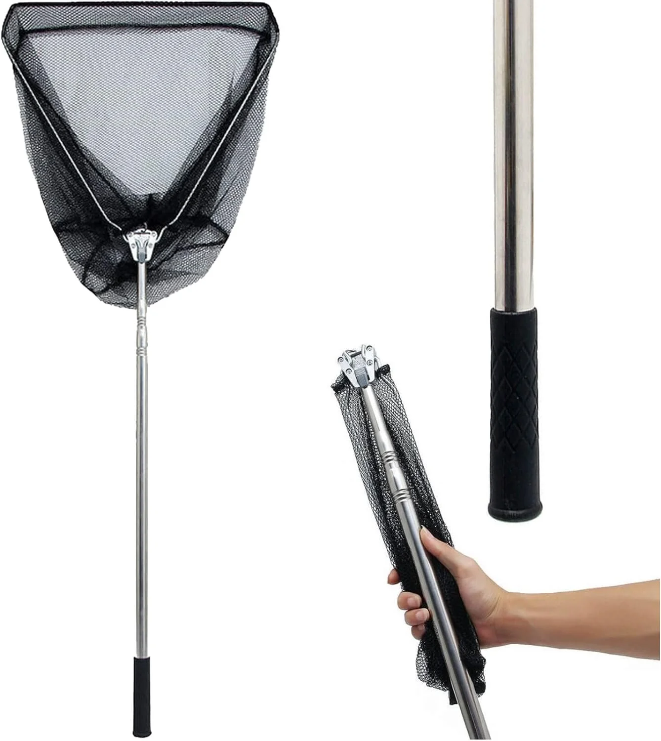 Foldable Fishing Net, Long Handle Freshwater Landing Fishing Nets for Fishing, 30~80 Long Handle, Fishing Net for Pond, Cat Net, Chicken Catcher, Catch Net for Poultry and Small Animals Foldable Fishing Net, Long Handle Freshwater Landing Fishing Nets for Fishing, 30~80 Long Handle, Fishing Net for Pond, Cat Net, Chicken Catcher, Catch Net for Poultry and Small Animals