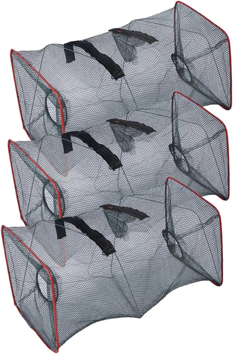 INOOMP Angeln, Garnelen, Fischnetze, Minnows, 3 Stück, zusammenklappbar, Krebse, Dip-Netz, Fischnetz, Fischnetz, Krabbenfallen für blaue Krabben, Garnelen, Nylon, schwarzer Fisch INOOMP Angeln, Garnelen, Fischnetze, Minnows, 3 Stück, zusammenklappbar, Krebse, Dip-Netz, Fischnetz, Fischnetz, Krabbenfallen für blaue Krabben, Garnelen, Nylon, schwarzer Fisch