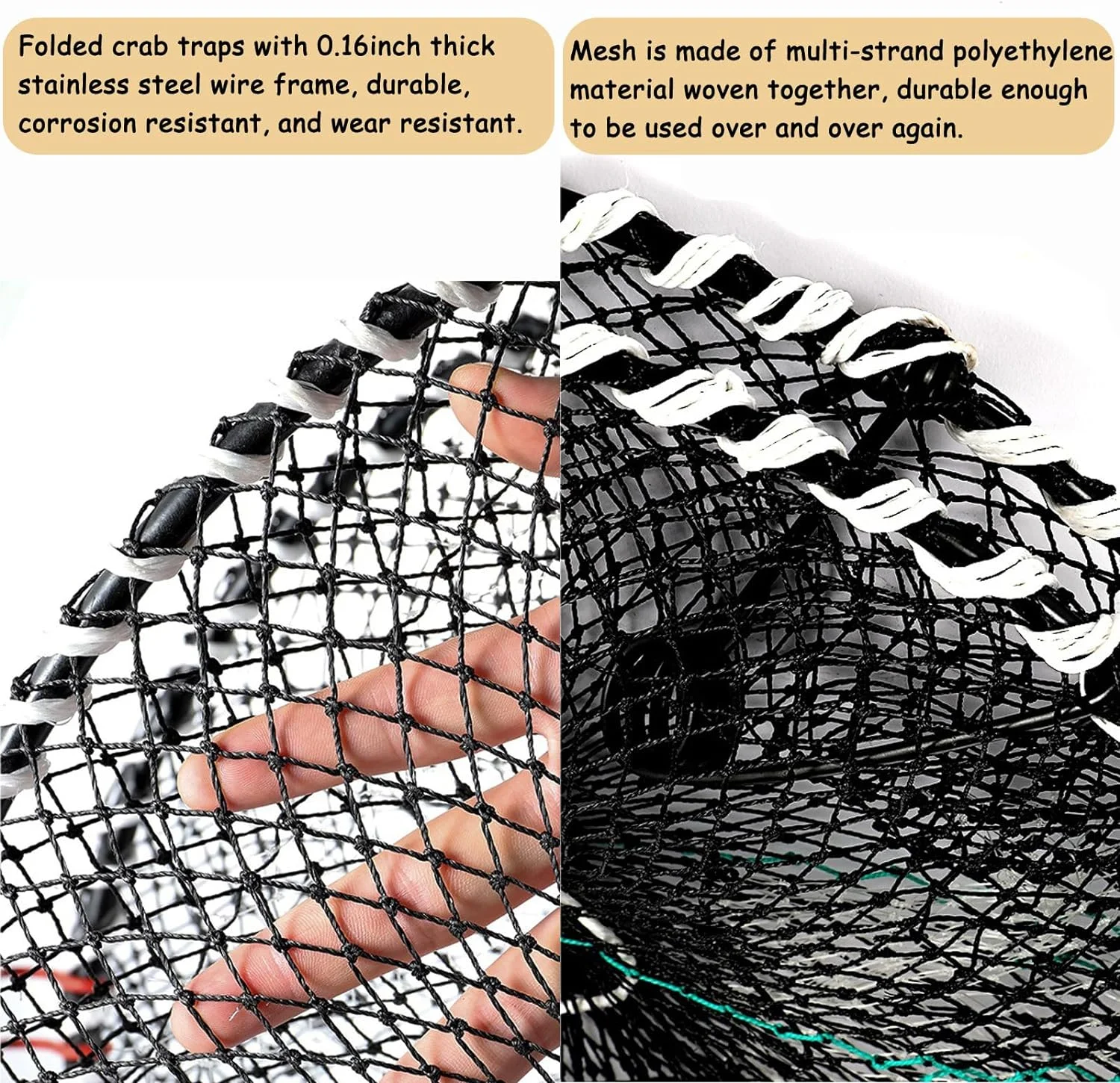 Large Three Entry Crab Trap Portable Folding Crab Trap for Crab Bait Lobster Crab Shrimp Fish Net 40cm x 25cm Large Three Entry Crab Trap Portable Folding Crab Trap for Crab Bait Lobster Crab Shrimp Fish Net 40cm x 25cm