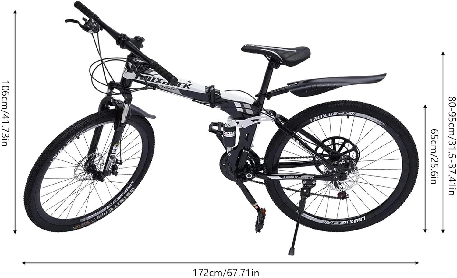 SABUIDDS 26 Zoll Mountainbike mit Vollfederung Fahrrad Klapprad 21-Gang -Schaltung Faltbares MTB Fahrrad mit Stoßdämpfende Scheibenbremse Fully MTB für Damen Herren, Jungen, Mädchen, Schwarz Weiß SABUIDDS 26 Zoll Mountainbike mit Vollfederung Fahrrad Klapprad 21-Gang -Schaltung Faltbares MTB Fahrrad mit Stoßdämpfende Scheibenbremse Fully MTB für Damen Herren, Jungen, Mädchen, Schwarz Weiß