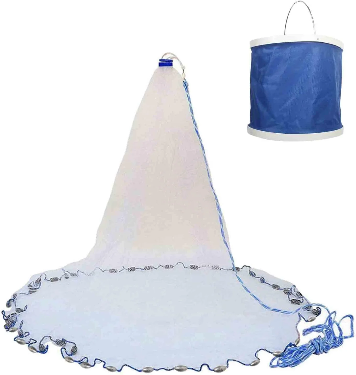 Cast Fishing Net with 10L Folding Buckle, Heavy Duty Genuine Zinc Sinker Weights for Bait Trap, 6ft Radius 3/4 Mesh Size, Saltwater Fishing Net Cast Fishing Net with 10L Folding Buckle, Heavy Duty Genuine Zinc Sinker Weights for Bait Trap, 6ft Radius 3/4 Mesh Size, Saltwater Fishing Net